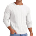 Men's Sweater | Waffle Knit | Solid Color | Crew Neck Pullover | Long Sleeve | Versatile Casual | Classic Fit | Breathable Soft Fabric | Available in Black Navy Grey Olive | Ideal for Layering | Comfortable Style