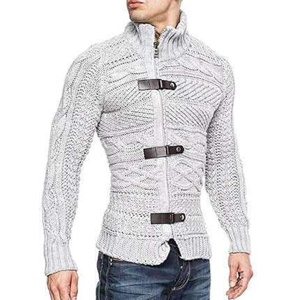 Men's Cable Knit Slim Cardigan | Stand Collar | Zipper Closure | Soft Breathable Fabric | Stylish Pockets | Comfortable Fit | Versatile Layering | Multiple Colors | Perfect for Casual & Semi-Formal | Easy Care