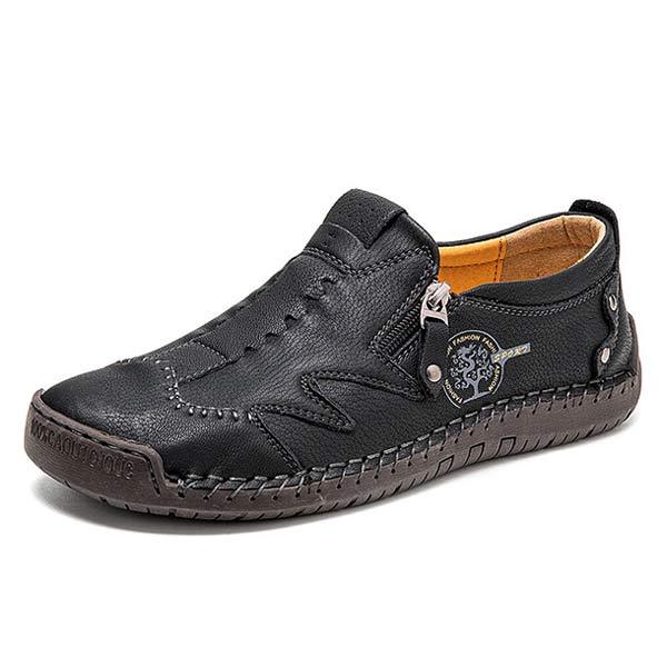 Men's Vintage Leather Loafers | Casual Comfort Shoes | Cushioned Footbed | Flexible Rubber Outsole | Easy Slip-On | Medium Width