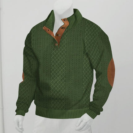 Men's Stand Collar Pullover | Long Sleeve Jacquard Knitted Sweatshirt | Outdoor | High-Quality Fabric | Breathable | Warm | Modern Style | Casual Wardrobe | Sizes Available | Machine Washable