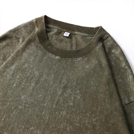 Men's Cotton Long Sleeve T-Shirt | Washed Distressed Vintage Look | Crewneck Casual Style | Soft & Breathable Premium Fabric | Perfect for Layering | Relaxed Fit | Ribbed Cuffs