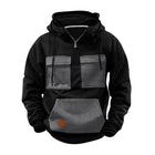 Men's Colorblock Design Half Zip Hoodie | Front Pocket | Casual Sportswear | Soft Cotton Blend | Breathable and Durable | Regular Fit | Long Sleeves with Ribbed Cuffs | Modern Stand Collar | Adjustable Ventilation