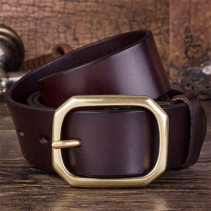 Vintage Leather Belt | Cowhide | Genuine Leather | Men's & Women's Fashion Accessories | Classic Style | Adjustable Strap