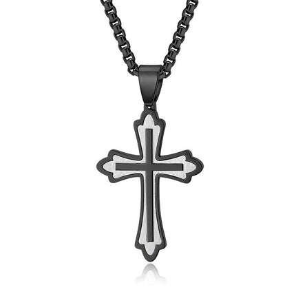 Retro Casual Cross Pendant Necklace | Color Matching Design | Unique Jewelry for Men & Women | Vintage Style Accessory