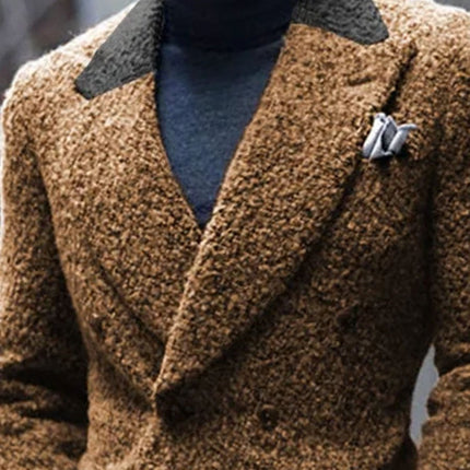 Vintage Lapel Blazer | Sherpa Contrast Stitching | Double Pocket | Casual Retro Style | Long Sleeves | Warm Sherpa Fabric | Versatile Outerwear | High-Quality Materials | Timeless Look | Various Sizes