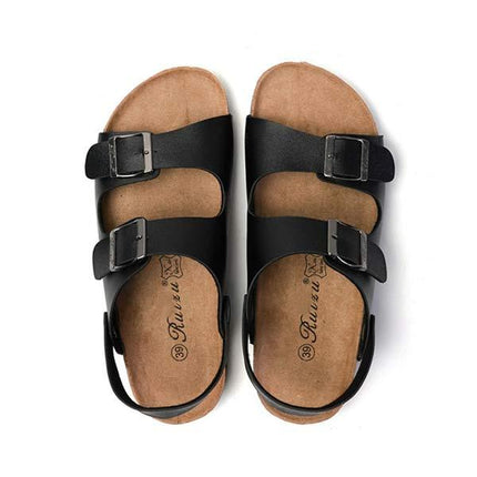 Men's Open Toe Casual Sandals | Soft Leather Upper | Cork Midsole for Comfort | Durable EVA Outsole | Ideal for Summer Activities | Beach Pool Party Ready