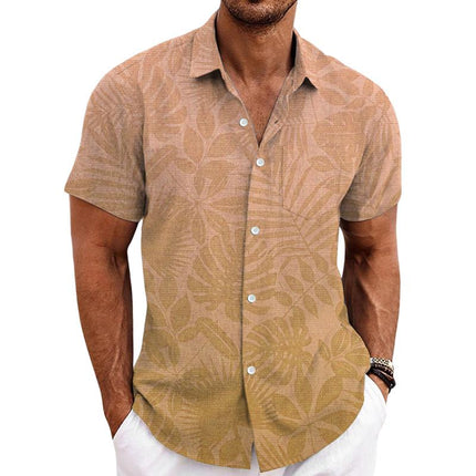 Men's Hawaiian Shirt | Tropical Print | Short Sleeve | Camp Collar | Lightweight Polyester | Relaxed Fit | Beach Vacation Casual | Bold Floral | Palm Print | Vibrant Colors | Button-Front Closure