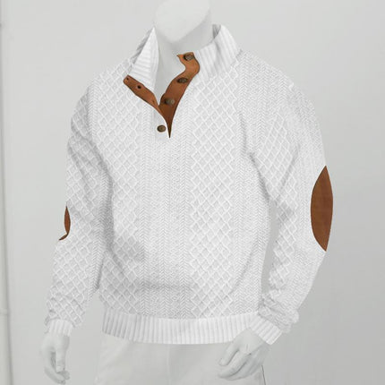 Men's Stand Collar Pullover | Long Sleeve Jacquard Knitted Sweatshirt | Outdoor | High-Quality Fabric | Breathable | Warm | Modern Style | Casual Wardrobe | Sizes Available | Machine Washable
