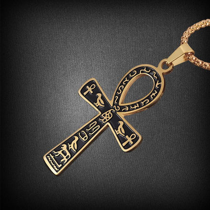 Vintage Egyptian Ankh Cross Necklace | Casual Style | Symbol of Life Pendant | Retro Jewelry Accessory