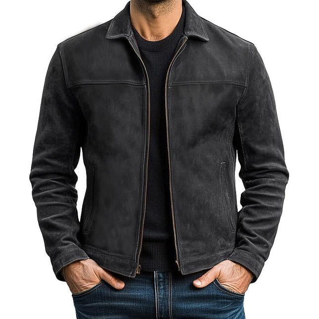 Men's Vintage Distressed Leather Jacket | Genuine Premium Leather | Sleek Fitted Design | Full-Length Zipper | Long Sleeves | Classic Black or Brown | Handcrafted Durable Outerwear | Timeless Style for Everyday Wear