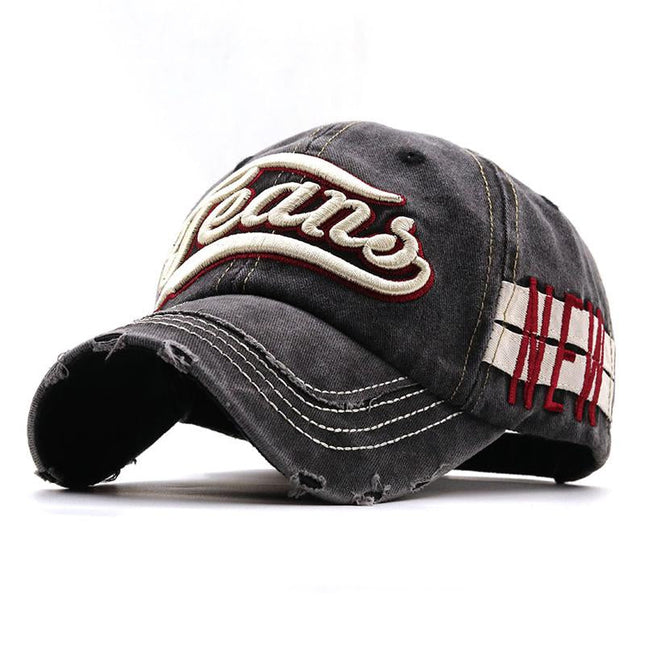 Men's Letter Embroidered Cotton Baseball Cap | Sports & Leisure Dome Hat | Breathable Sunshade for All Seasons | Short Brim | 54-56cm Adjustable