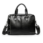 PU Leather Laptop Briefcase | Vintage Style | Waterproof | Wear-Resistant | Solid Color | Polyester Lining | Multi-pocket | Business & Daily Use | Men's Bag