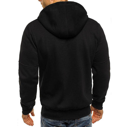 Men's Cotton Blend Zipper Hooded Jacket | Slim Fit Sports Outerwear | Lightweight Athleisure Coat | Adjustable Hood & Pockets | Casual & Functional Style | Machine Washable | Black Navy Grey Olive Colors | Sizes S-XXL