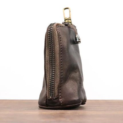 Vintage Cowhide Leather Waist Bag | Key Holder Purse | Unisex Belt Pouch | Genuine Leather Hip Bag | Stylish Fanny Pack | Versatile Travel Wallet | Brown Leather Waist Pack