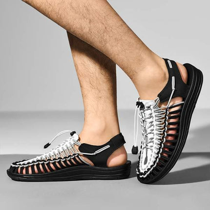 Men's Handwoven Beach Sandals | Comfortable | Lightweight | Breathable | Casual Summer Footwear | Slip-On Design | Versatile Style | Durable Materials | Ideal for Beach or Pool