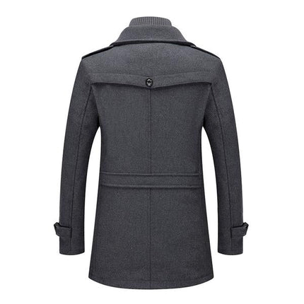 Men's Woolen Coat | Retro Double Collar | Classic Lapel | Long Sleeve | Fully Lined | Fall Winter Spring | Fashion Fake Two-Piece Design | Business Leisure | Windproof | Multiple Pockets