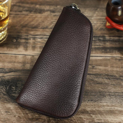 Men's Tobacco Leather Storage Bag | Multifunctional Portable Organizer | Premium Leather | Spacious Compartments | Multiple Pockets | Compact Travel Design | Stylish Smoking Accessories Holder