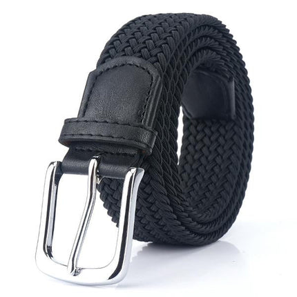 Men's Woven Elastic Belt | 3.4 CM Width | Durable Stretch | Handwoven Craftsmanship | Nickel Alloy Buckle | Versatile Fashion Accessory | Perfect for Chinos Jeans Slacks | Gift for Dad Friend Son