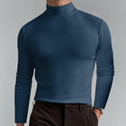 Men's Long Sleeve T-Shirt | High Neck | Solid Color | Fitted Cut | Casual Wear | Breathable Fabric | Versatile Styling | Suitable for Fall Winter | Modern Silhouette | Comfortable Everyday Top