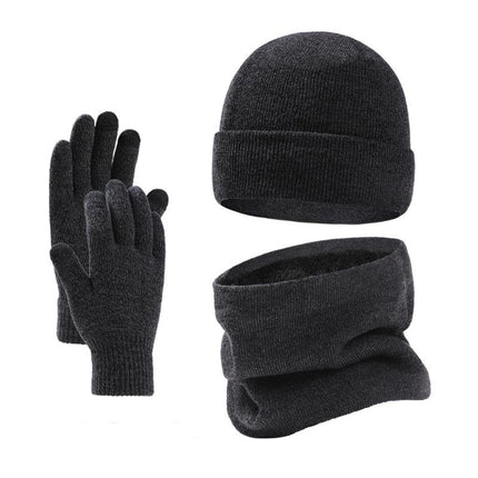 Men's Winter Knitted Set | Plus Velvet Hat Scarf Gloves | Warm & Cozy Fashion Accessories | 3-Piece Color Coordinated Set | Soft Velvet Lining | Durable & Stylish Winter Essentials