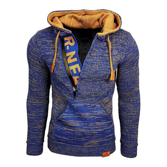 Men's Knitted Hoodie | Casual Loose Fit | Hooded Long Sleeve | Polyester Blend | Kangaroo Pocket | Soft & Breathable | Leisure Style | Activewear Pullover | Zipper Closure | Relaxed Fit | Classic Design