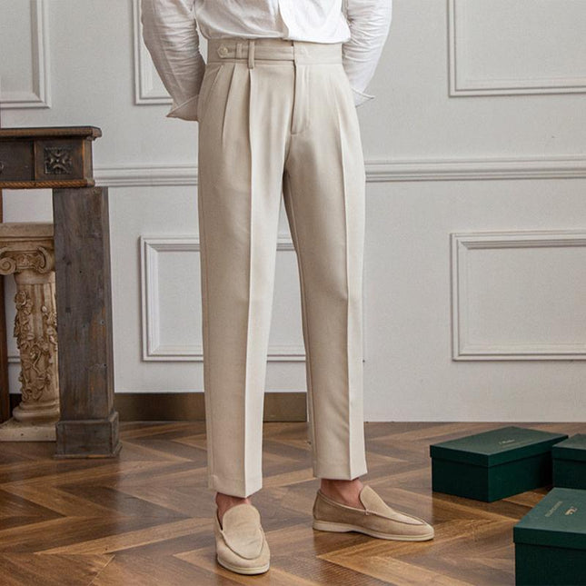 Men's High Waist Suit Pants | British Neapolitan Style | Straight Leg Trousers | Formal Wear | Elegant Tailoring | Premium Fabric | Modern Sophistication | Classic Fit | Versatile Formal Trousers