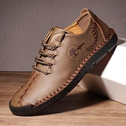 Men's Casual Vintage Leather Loafers | Hand Stitched | Flexible Rubber Sole | Medium Width Shoes