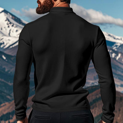 Men's Plush Long Sleeve T-shirt | Half High Collar | Solid Color | Warm & Soft | Regular Fit | Pullover Style | Apparel & Accessories