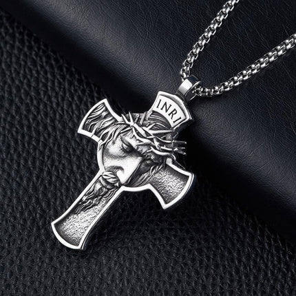 Vintage Cross Faith Pendant Necklace | Casual Religious Jewelry | Unisex Chain Necklace