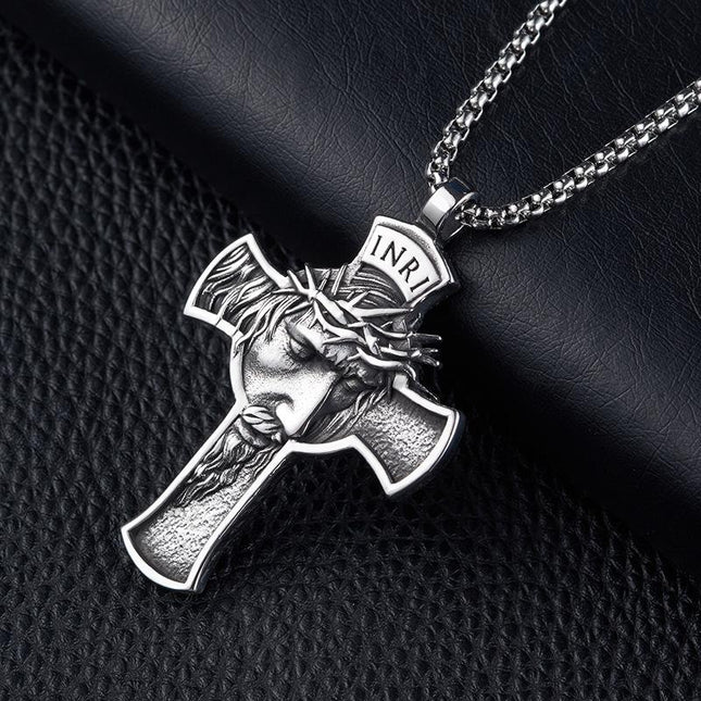 Vintage Cross Faith Pendant Necklace | Casual Religious Jewelry | Unisex Chain Necklace