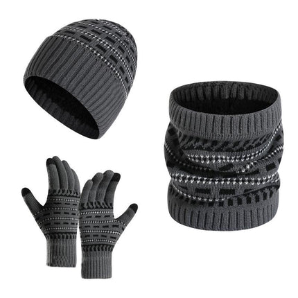 Men's Warm Knitted Hat | Scarf | Gloves Set | Soft Winter Accessories | Classic Design | Versatile Colors | Stretchable Fit | Cozy Cold Weather Gear