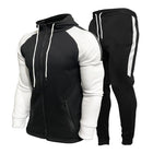 Men's Contrast Color Hoodie Set | Hooded Sweatshirt & Casual Pants | Color-Blocking Activewear | Soft Cotton-Polyester Blend | Slim Fit Tapered Pants | Adjustable Drawstring Hood | Long Sleeve Top | Men's Loungewear & Gym Wear