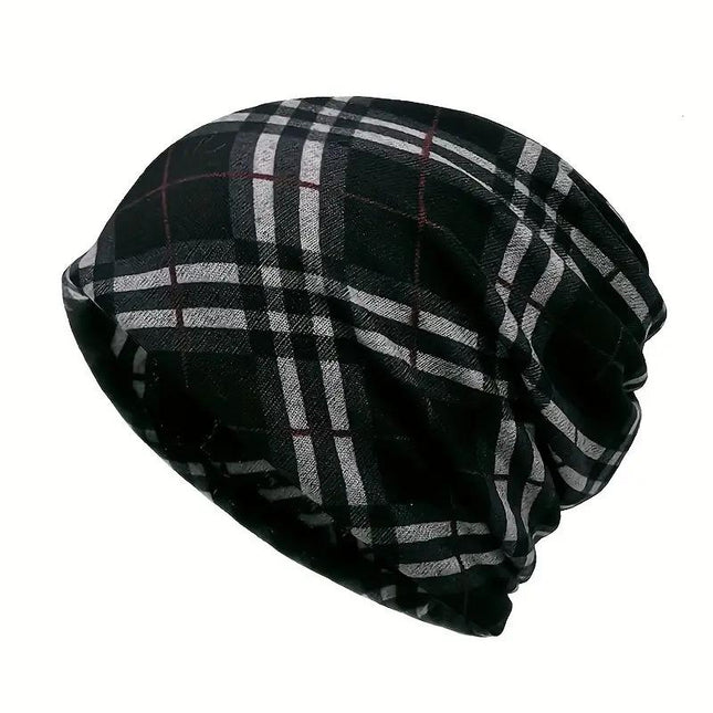 Men's Versatile Printed Neck Gaiter Beanie Hat | Dual-Purpose Scarf & Headwear | Polyester-Spandex Blend | Modern Design | Outdoor & Casual Use | Moisture-Wicking Fabric | Adjustable Fit