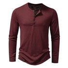 Men's Long Sleeve Henley T-Shirt | Casual Solid Color | Comfort Fit | Stylish Button Placket | Soft Cotton Blend | Regular Fit | Warm Layering Top | Versatile Fall Winter Wear