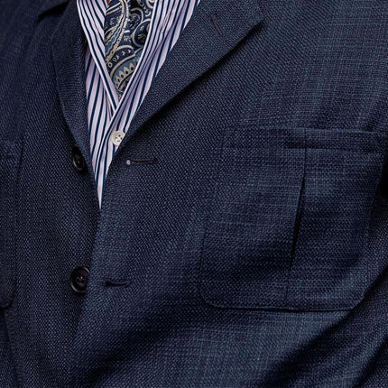 Men's Cotton Linen Blazer | Solid Color | Multi Pocket | Button Closure | Vintage Classic Style | Belted Waistband | Two Chest Pockets | Two Hand Pockets | Full Sleeves | Formal or Smart-Casual Wear | Breathable Comfort