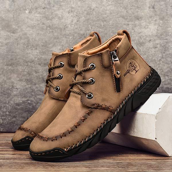 Vintage Leather Men's Booties | Flexible Rubber Sole | Lightweight Comfort | Casual Wear | Hand Sewn | High-Quality Fit