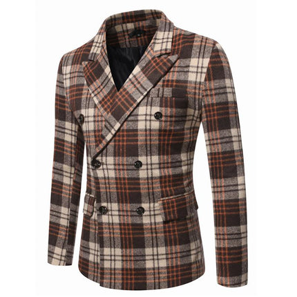 Men's Plaid Blazer | Autumn Winter Lapel Jacket | Thickened Wool-Blend Outerwear | Tailored Fit | Notched Lapel | Formal Business Casual Style | Full-Length Sleeves | Durable Lining | Warm & Elegant