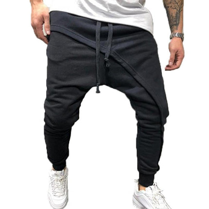 Men's Casual Cotton Pants | Layered Stitching Design | Drawstring Waist | Plain Pattern | Moderate Elasticity | Perfect for Spring, Summer, Autumn | Ideal for Daily Life, Sports & Travel