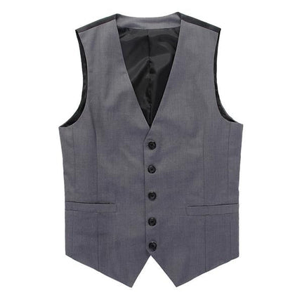 Men’s V-Neck Suit Vest | Soft Woven Fabric | Classic Collar | Colorblock Patchwork | Five-Button Closure | Adjustable Buckled Back | Front Welt Pockets | Fully Lined | Machine Washable