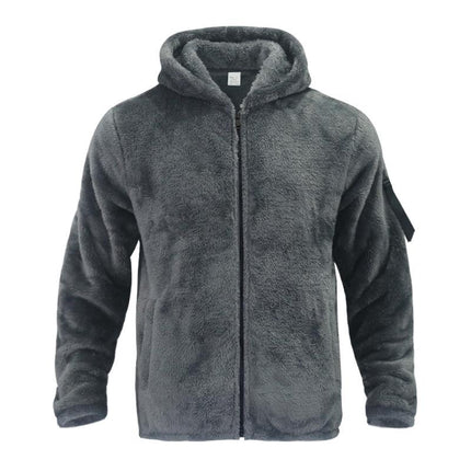 Men's Hooded Jacket | Solid Color | Double Fleece | Warm & Loose Fit | Outerwear | Winter Coat | Casual Style | Premium Insulation | Functional Pockets | Versatile Layering | Classic Design