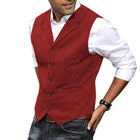 Men's Slim Fit Herringbone Suit Vest | Vintage Style | Single Breasted | Notch Lapel | Wool Blend | Elegant Formal & Smart Casual Layering | Adjustable Back Strap | Versatile Colors & Sizes