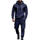 Men's Hooded Sweatshirt and Jogger Pants Set | Relaxed Fit | Adjustable Drawstring Hood | Full-Length Elastic Cuff Joggers | Soft Breathable Cotton Blend | Casual Sportswear Loungewear | Pockets