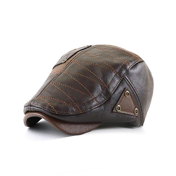 Men's Patchwork Leather Hat | Genuine Leather Cap | Stylish Men's Headwear | Vintage Patchwork Design | Comfortable Fit