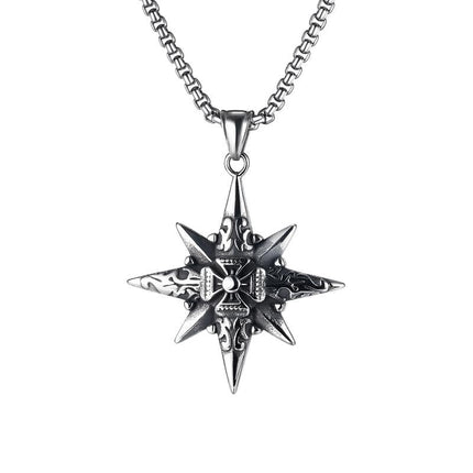 Vintage Octagonal Star Cross Pendant Necklace | Casual Jewelry | Fashionable Accessories for Women & Men