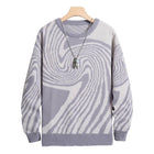 Men's Jacquard Design Crew Neck Sweater | Warm Knitted Fashion | Versatile Long Sleeve Pullover | Men's Winter Casual Jumper | Classic Comfortable Fit