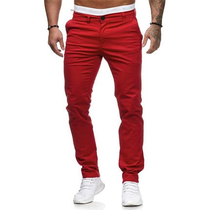 Men's Jogger Pants | Solid Color | Slim Fit | Casual Style | Loose Fit | Mid Waist | Drawstring Closure | Thin Cotton Blend | Machine Washable | 43253681M