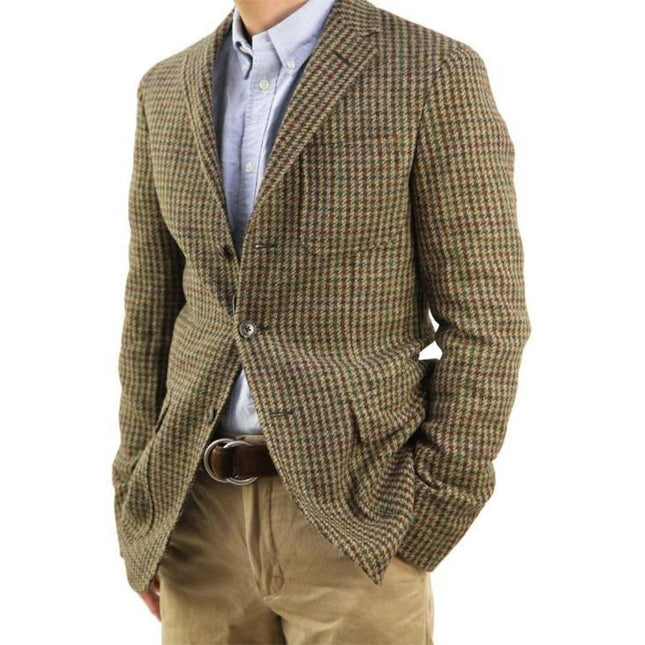 Men's Classic Single-breasted Blazer | Notched Lapel | Button Closure | Long Sleeves | Functional Cuffs | Premium Blended Fabric | Soft Breathable Material | Formal Casual Versatile | Comfortable Fit