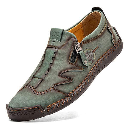 Men's Vintage Leather Loafers | Casual Comfort Shoes | Cushioned Footbed | Flexible Rubber Outsole | Easy Slip-On | Medium Width