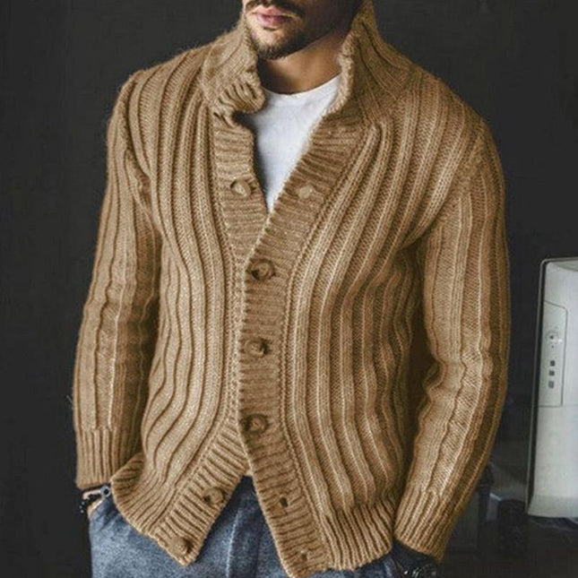 Men's Knit Sweater Jacket | Single Breasted Design | High-Quality Fabric | Warm & Durable Outerwear | Ribbed Cuffs & Hem | Sophisticated Casual Style | Lightweight Comfort | Versatile Neutral Colors