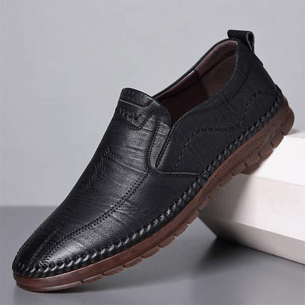 Men's Dress Shoes | Vintage Leather | Slip-On | Business Casual | Exposed Gore | Soft Non-Slip Oxford Sole